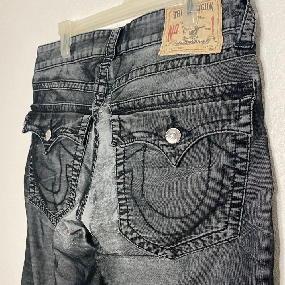 True Religion Men’s Ricky Vintage Style Stretch Jeans Size 33 x 26.5